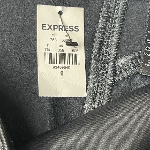 Express Skirt Womens 6 Black Faux Leather Pencil Knee Length‎ Goth Rocker Biker - Picture 8 of 14